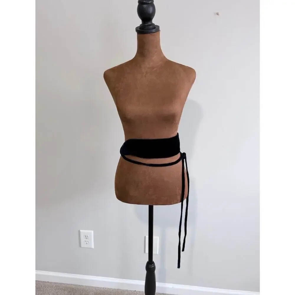 Eileen Fisher Velvet Wrap Belt Navy Blue Silk Blend Obi Sash Size S NWT $78